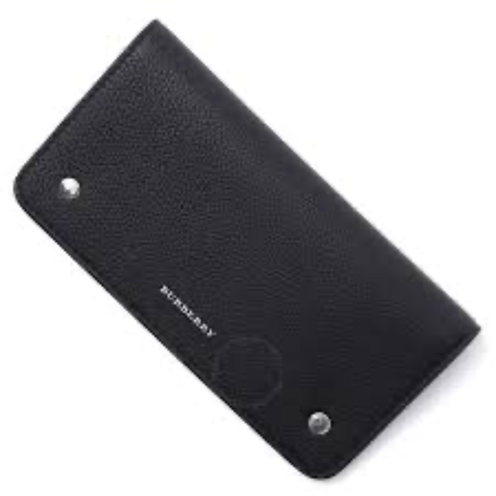 Burberry Black Pebbled Leather phone wallet